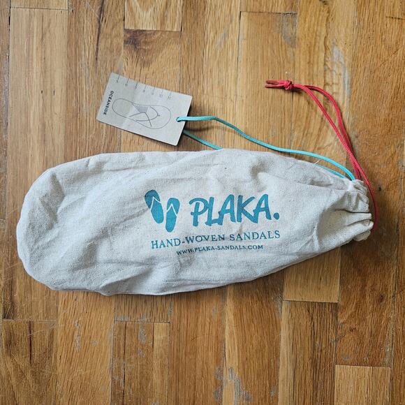 Plaka Sandals Size 9 Blue Red Handwoven Braided Strappy Beach Boho Oceanside - Picture 5 of 12